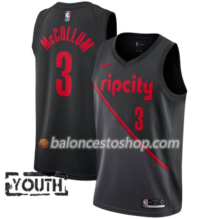 Camiseta Niños NBA Portland Trail Blazers C.J. McCollum 3 2018-19 Nike City Edition Negro Swingman